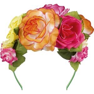 Boland - Diadeem Rose Multi - Één maat - Volwassenen - Vrouwen - 60's & 70's - Hippie & Flower Power- Hawaii - Ibiza - Bohemian