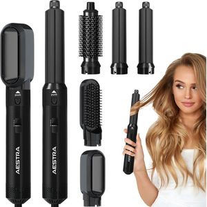 Aestra Hairwrap Pro - 5 Opzetstukken - Fohnborstel - 60.000RPM - Multistyler - 1000W - Airstyler - Krultang - Stijltang - Föhn - 2025 Model - Zwart