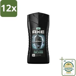 Axe 3-in-1 Douchegel Apollo 250 ml - Voordeelverpakking - 12 stuks - Salie - Cederhout