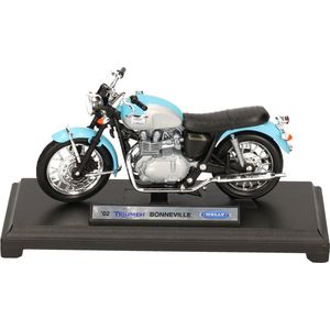 Modelmotor Triumph Bonneville 1:18 blauw - speelgoed motor schaalmodel
