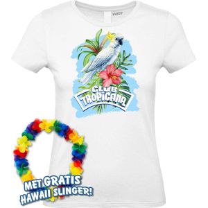 Dames t-shirt Kaketoe Tropical | Toppers in Concert 2024 | Club Tropicana | Hawaii Shirt | Ibiza Kleding | Wit Dames | maat XXL