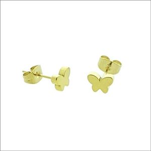 Aramat jewels ® - Oorstekers vlinder staal goudkleurig 5mm x 7mm