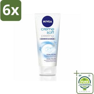 NIVEA - Douche & Scrub - Crème Zachte Peeling - Waardevolle Vitaminen - 200 ml - Voordeelverpakking - 6 stuks - Douchegel - Scrub