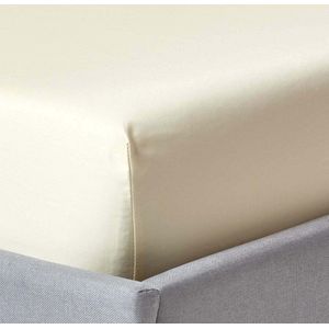 Homescapes Luxe Satijn Hoeslaken 90x190 cm – Extra Hoog (46 cm Diep) – Crème – 100% Egyptisch Katoen – Draaddichtheid 1000