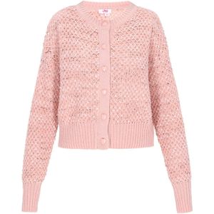 MYMO - Gebreid Vest - Rosa - Lange Mouw - Normale Pasvorm