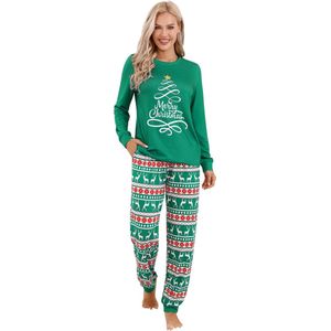 Kerstpyjama familie tweedelige pyjamaset lange kerstpyjama outfit winter huispak nachtkleding voor dames heren kinderen