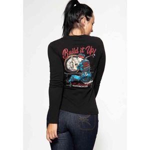 Queen Kerosin Longsleeve top -S- Built up Zwart