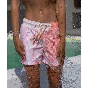 SEA'SONS - Zwembroek Jongens - Kleurveranderend - Gestreept - Koraal Wit- Maat 92/98