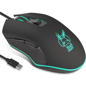 Ergonomische Gaming Muis met RGB Verlichting en Type C Aansluiting voor PC en Laptop