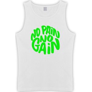 Witte Tanktop met "" No Pain No gain “ print Groen size S