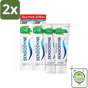 Sensodyne - Tandpasta - Fresh Mint - Frisse Munt - Duopack - 2 x 75 ml - Voordeelverpakking - 2 stuks - Gevoelige tanden - Tandpasta