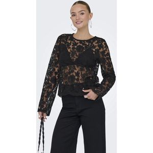 Only - Onlanja Lace Top - T-shirt - Zwart - Dames