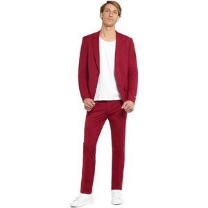 OppoSuits Daily Bright Burgundy - Casual Heren Pak - Kostuum - Inclusief Blazer en Pantalon - Maat EU 46