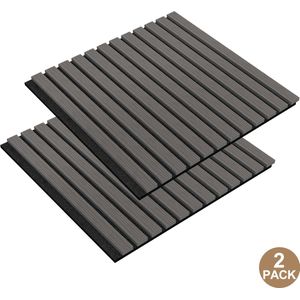 NAIZY 2 stuks akoestische panelen 60x60 cm wandpanelen houten panelen wand geluidsisolatie met houtlook fineer Akoestisch Paneel wandpanelen geluidsisolatie panelen lamel wand, Zwart