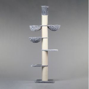 RHRQuality Krabpaal Maine Coon Tower Plus Licht grijs - Plafondhoge Krabpaal voor grote katten - 275 - 295cm