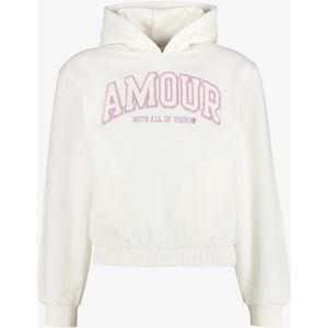 TwoDay meisjes hoodie met opdruk en teddy details beige - Maat 134/140