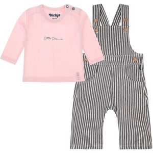 Noppies - Kledingset- 2 delig - Tuinbroek Gauchi Stripe - Shirt Lichtroze - Maat 80