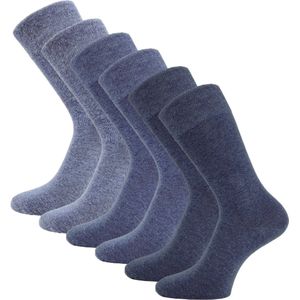 6 paar Katoenen Diabetessokken - Drukvrije boord - Naadloos - Dames/Heren - Jeansblauw mix - Maat 47-50