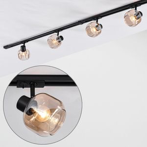 Modern 1-fase railsysteem van 1,5 meter met Juna amber spots - plafondlamp
