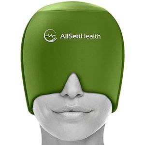 Gepatenteerde AllSett Health Form Fitting Migraine Relief Ice Head Wrap | Hoofdpijn en migraine Hoed | Warme en koude therapie voor gezwollen ogen, spanning, sinus en stressverlichting