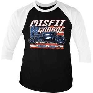 Misfit Garage Raglan top -S- Old Glory Zwart/Wit