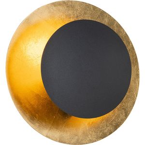 QAZQA emilienne - Art Deco Wandlamp voor binnen - 1 lichts - D 10.8 cm - Zwart Goud - Woonkamer | Slaapkamer | Keuken