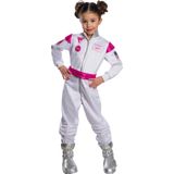 Rubies - Barbie Kostuum - Kinder Astronaut Barbie Kostuum Meisje - Roze, Wit / Beige, Zilver - Maat 128 - Carnavalskleding - Verkleedkleding