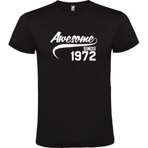 Zwart T-shirt ‘Awesome Sinds 1972’ Wit Maat L