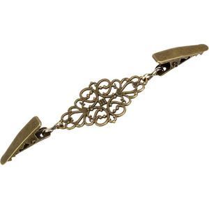 Fako Bijoux® - Vestsluiting - Vestclip - Sjaalspeld - Vestklem - Open - Ovaal - Bronskleurig