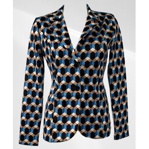 Angelle Milan - Casual blazer - Blokjes met kleuren - Travelstof - Maat M - In 5 maten verkrijgbaar