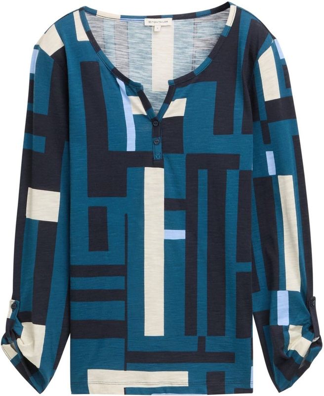 TOM TAILOR - 38404 - T-shirt - Teal - Geometric Design