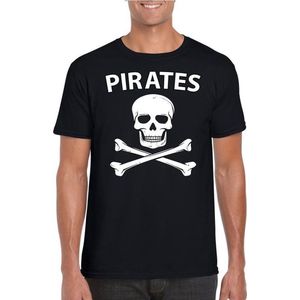 Piraten verkleed shirt zwart heren - Piraten kostuum - Verkleedkleding S