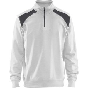 Blåkläder Sweatshirt Bi-color Halve Rits 33531158 Wit/Donkergrijs - Maat S