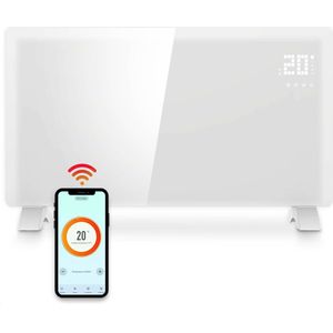 Gologi Elektrische Kachel - Verwarming elektrisch - Convectorkachel met thermostaat - Werkt via App en touch bediening - Tot 25m2 - 2000W Heater - Wit