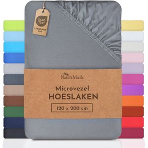 NatureMark - Microvezel Laken - Middengrijs - 120 x 200 cm