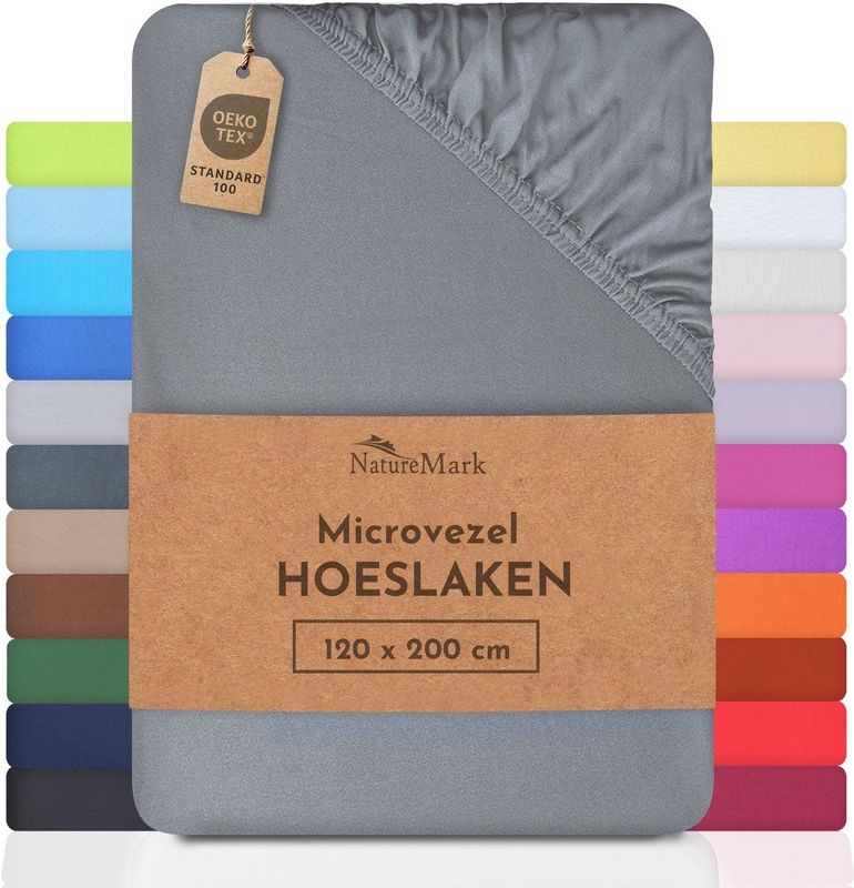 NatureMark - Microvezel Laken - Middengrijs - 120 x 200 cm