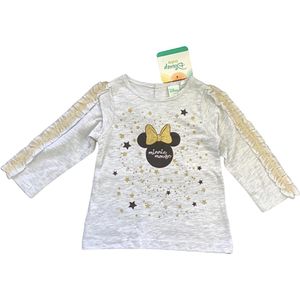 Disney Minnie Mouse shirt - lange mouw - grijs/goud - maat 74 (12 maanden)