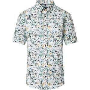 Casa Moda overhemd tropische print wit groen maat 5XL