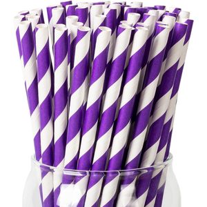 [Set van 25] Purple Stro Wegwerp Papier Stro (0.24 inches x 7.75 inches), paars, biologisch afbreekbaar wegwerp drinkstro, geschikt voor Valentijnsdag, Halloween, bruidsdouches, verjaardagen, Nieuwjaar, feestdecoraties