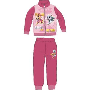 Paw Patrol set joggingpak / trainingspak / vrijetijdspak - Vest + Broek  - Donkerroze - Maat 122 (maatlabel 128)
