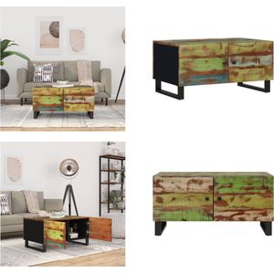 vidaXL Salontafel 80x50x40 cm massief gerecycled hout en bewerkt hout - Salontafel - Salontafels - Tafel - Bijzettafel