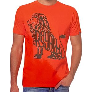 Oranje - T-Shirt Heren - Koningsdag - Leeuw 'Royalty' - 100% Katoen - Maat M - 48/50