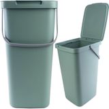 Kadax - Afvalemmer - Groen - 25 l - Rechthoekig met Deksel en Handvat