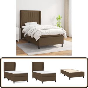 vidaXL Boxspring met matras - Stof - 100x200 cm Boxspringbed - Boxsprings - Slaapkamer Meubilair - Tweepersoonsbed - Donkerbruin Bed