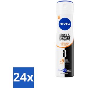 NIVEA - Deodorant Spray - Zwart & Wit Ultieme Impact - Anti-Transpirant - 150 ml - Voordeelverpakking - 24 stuks