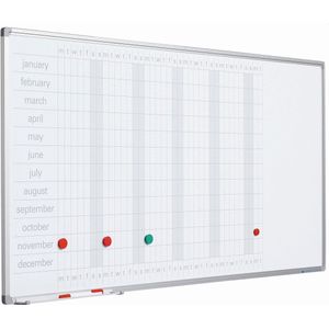 Whiteboard PRO - Geëmailleerd staal - Weekplanner - Maandplanner - Jaarplanner - Magnetisch - Wit - Nederlandstalig - 90x120cm
