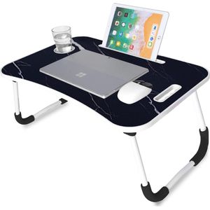 VORLOU - Opklapbaar Dienblad voor Bed - Multifunctioneel Ontbijttafel voor Laptop en Boeken - Ideaal om in Bed te Lezen - Marmer Design - 60x40x26 cm