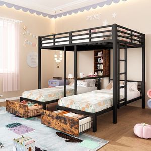 Stapelbed voor kinderen 2 x 90 x 200 cm in ijzer - zwart Stapelbed voor kinderen 2 x 90 x 200 cm in ijzer - zwart