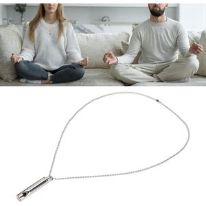 Zeynomax - Ademhalingsketting roestvrij staal voor meditatie en stressverlichting - Glad design voor mannen en vrouwen - Zilverkleurig