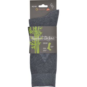 Heren bamboo deluxe sokken - 6 paar - blauw + grijs + zwart - hoogwaardige kwaliteit - met invista lycra - maat 40/46